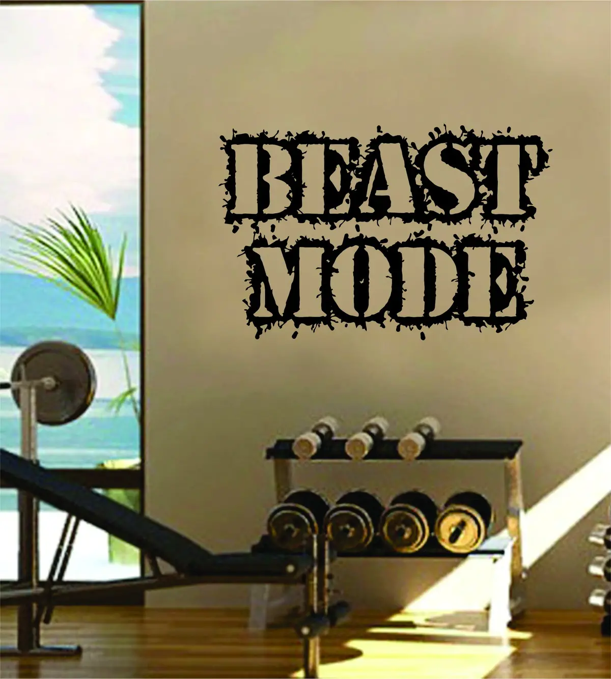 Beast Mode Gym Fitness Quote Weights Health Design Decal Sticker Wall Vinyl Art Decor Home 1