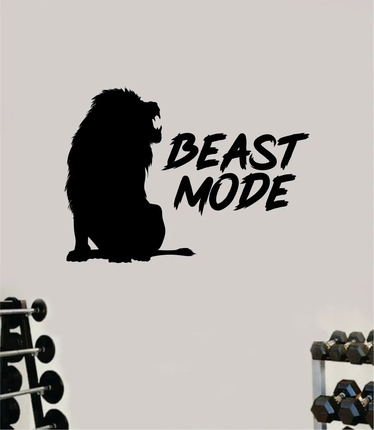 Beast Mode Lion Wall Decal Home Decor Bedroom Room Vinyl Sticker Teen Quote Gym Fitness Lift Inspirational Motivational Health Exercise 1