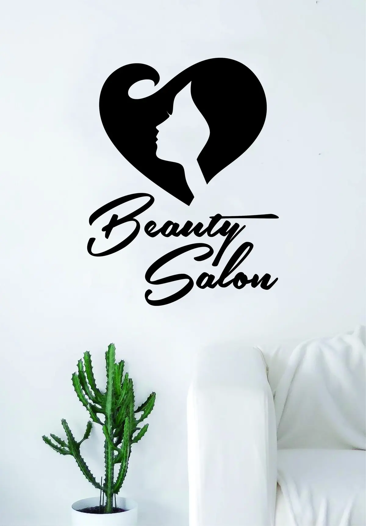 Beauty Salon V3 Wall Decal Sticker Vinyl Room Decor Art Girls Stylist Logo Female Hair Heart Cute Spa Shop 1