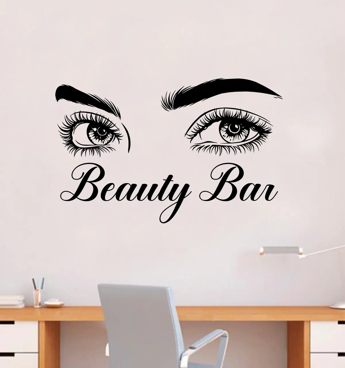 Beauty Bar Wall Decal Sticker Vinyl Home Decor Bedroom Art Makeup Cosmetics Lashes Eyebrows Eyelashes Brows Vanity Women Girls 1