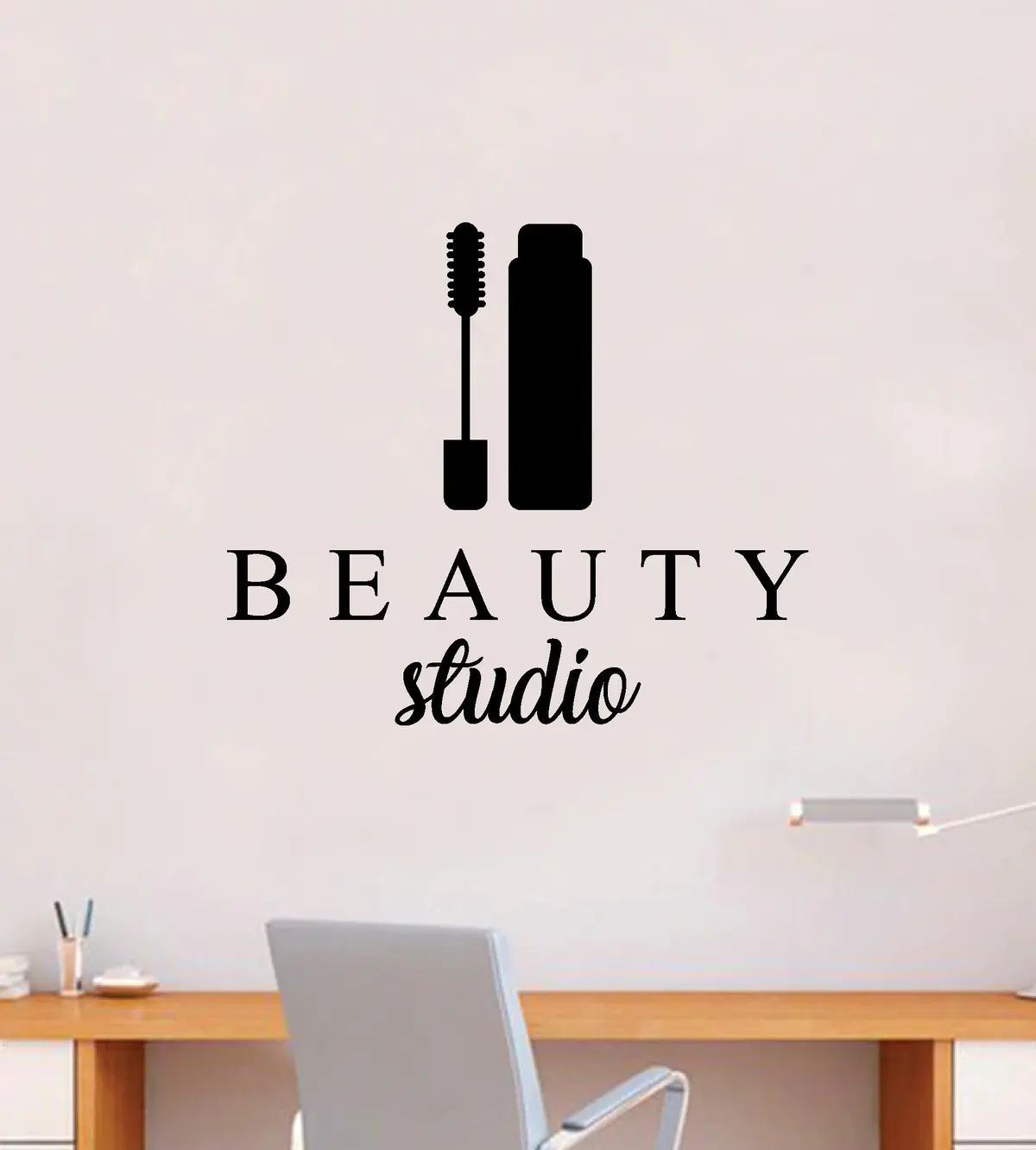 Beauty Studio Wall Decal Sticker Vinyl Home Decor Bedroom Art Makeup Cosmetics Eyebrows Eyelashes Lashes Brows Vanity Women Girls 1