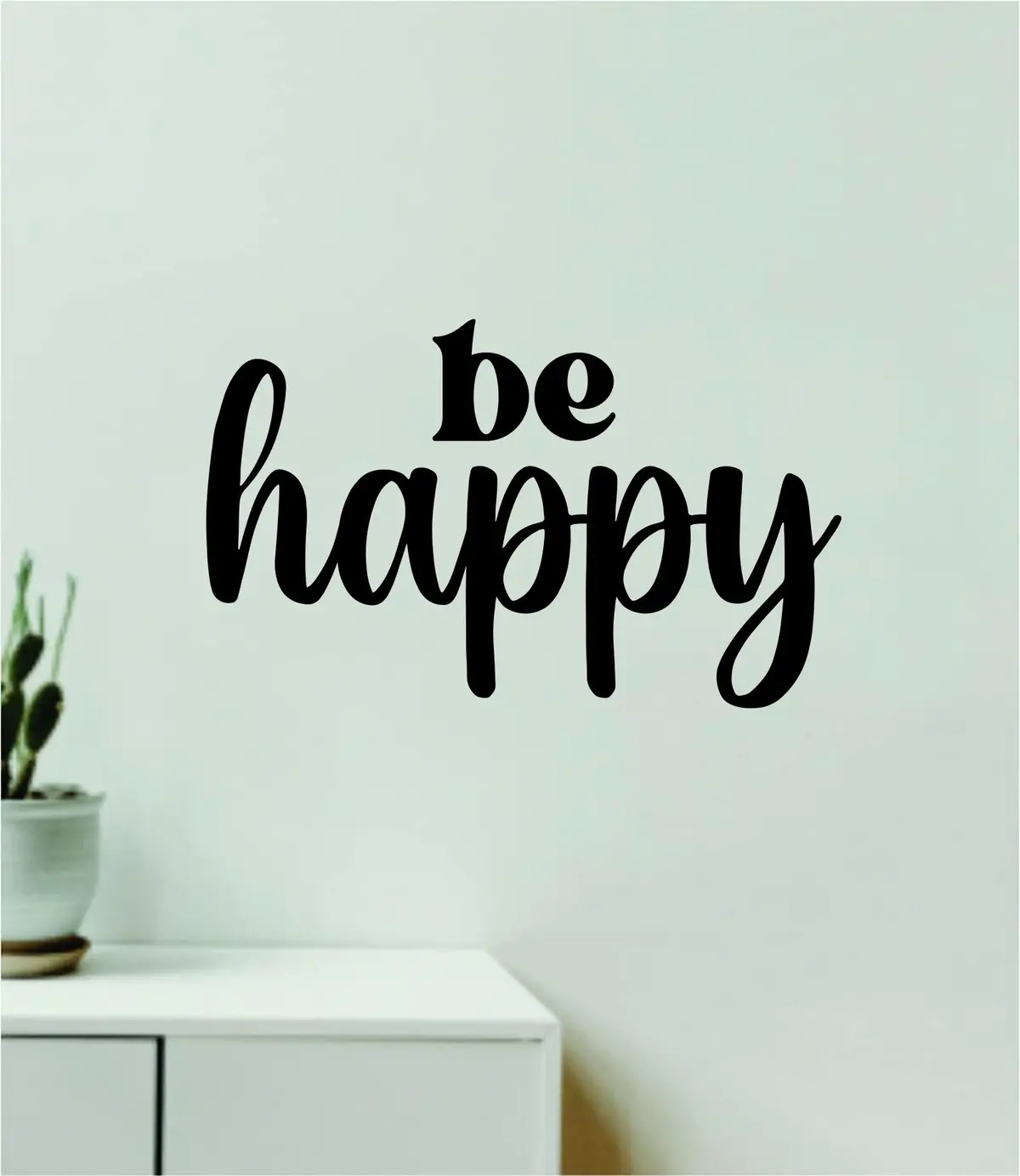 Be Happy V2 Quote Wall Decal Sticker Vinyl Art Decor Bedroom Room Boy Girl Inspirational Motivational School Nursery Good Vibes Smile 1