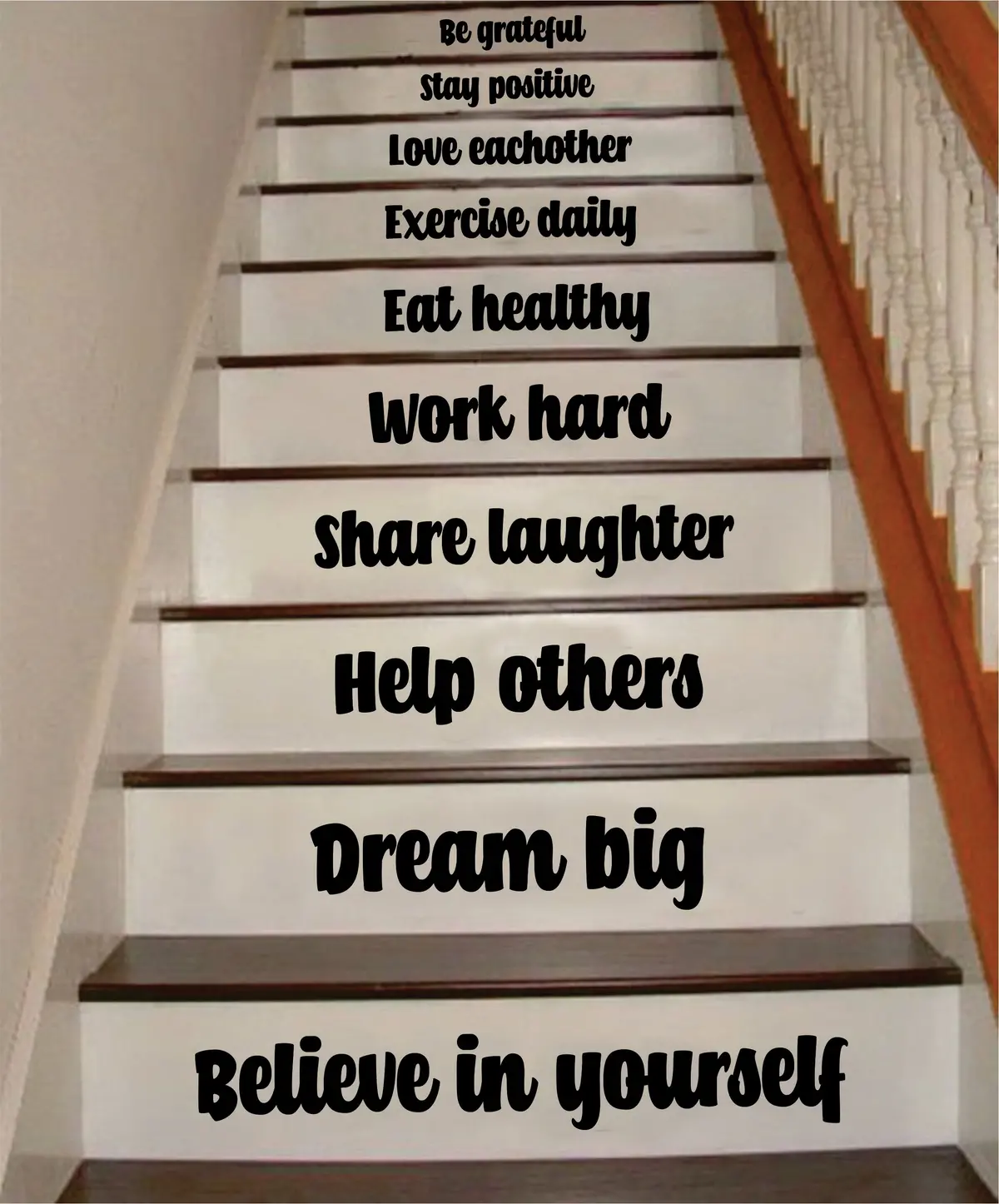 Believe In Yourself Stairs Quote Wall Decal Sticker Room Art Vinyl Family Home House Staircase Dream Inspirational Love Health Dream Adventure 1