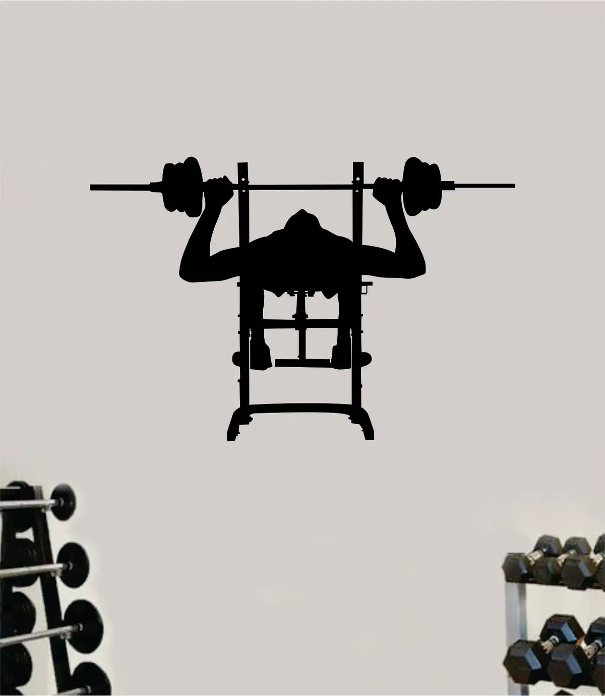 Bench Press V2 Wall Decal Home Decor Bedroom Room Vinyl Sticker Art Teen Work Out Gym Fitness Lift Strong Inspirational Motivational Health 1