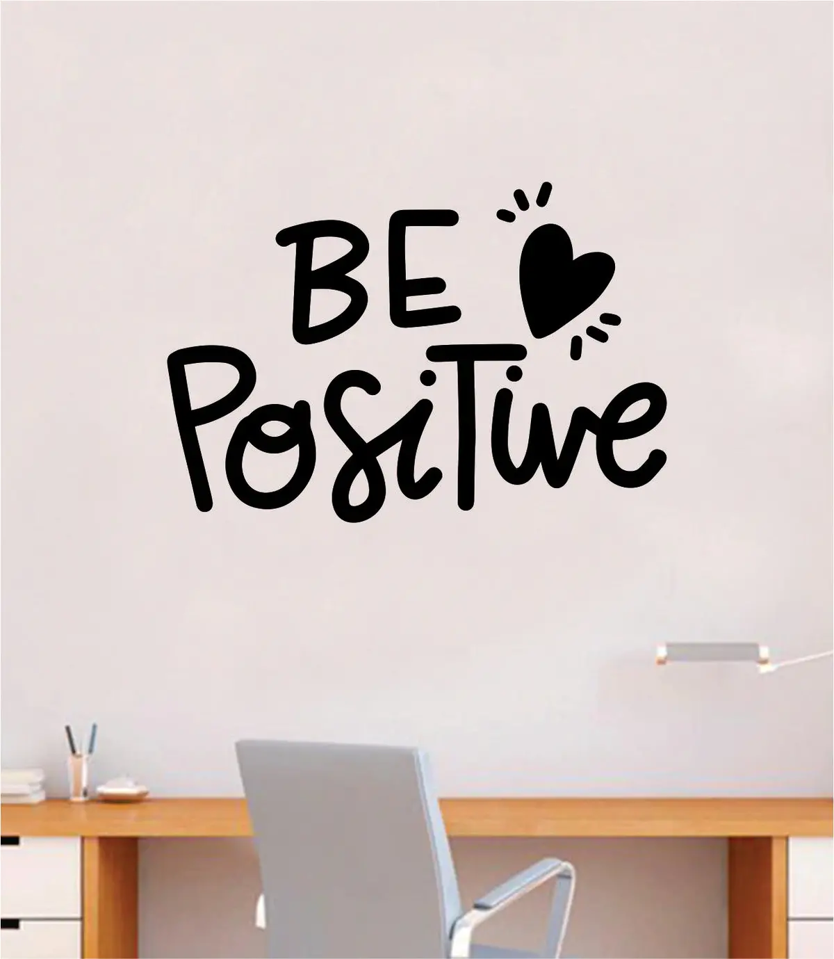 Be Positive Wall Decal Home Decor Bedroom Vinyl Sticker Quote Baby Teen Nursery Girl School Vibes Happy Inspirational Heart 1
