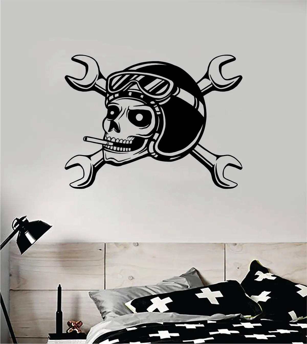 Biker Skull V2 Dirtbike Motorcycle Sports Decal Sticker Bedroom Living Room Wall Vinyl Art Home Decor Teen Sports Moto X Rider 1