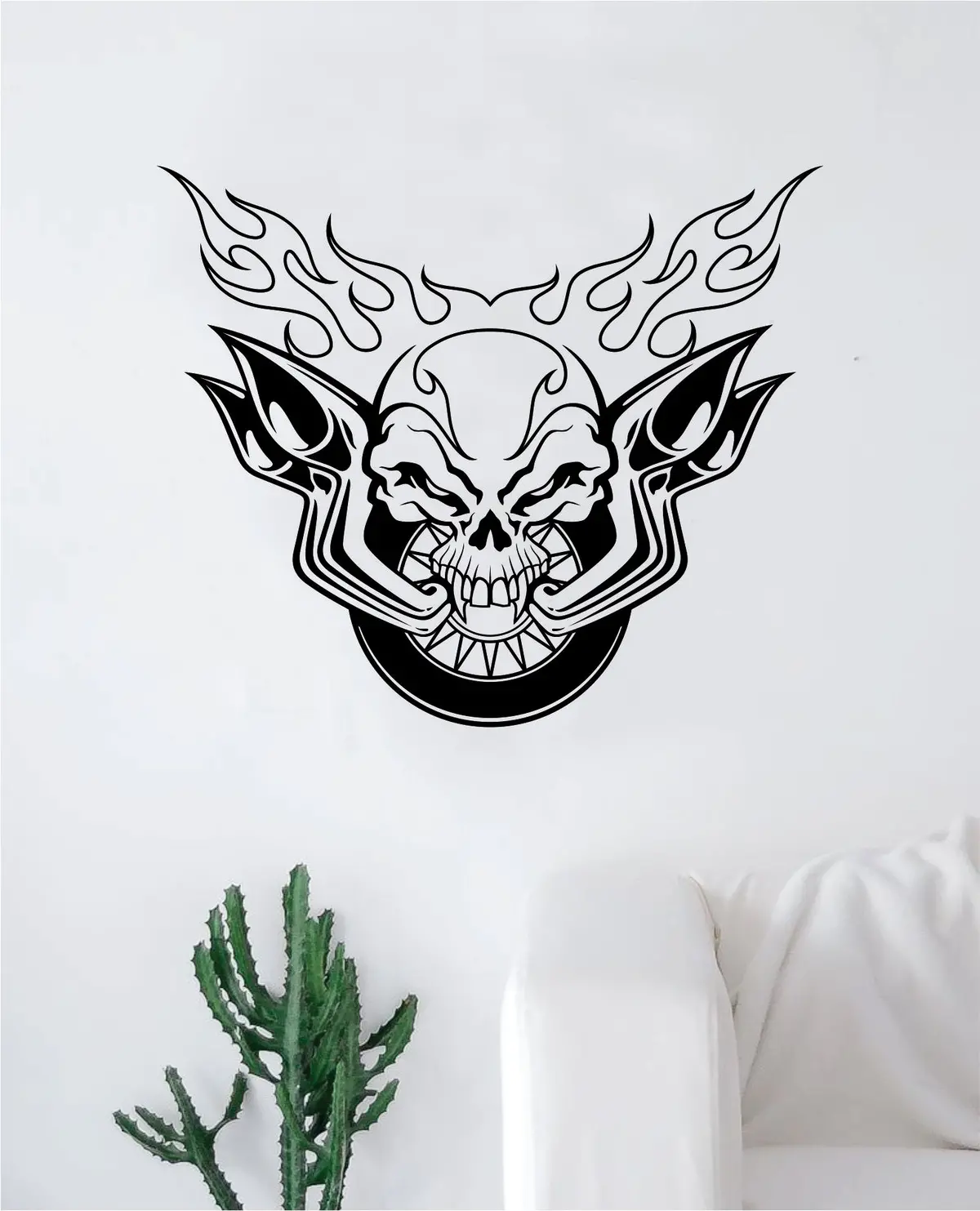 Biker Skull Dirtbike Motorcycle Sports Decal Sticker Bedroom Living Room Wall Vinyl Art Home Decor Teen Nursery Sports Moto X Dirtbiker Rider 1