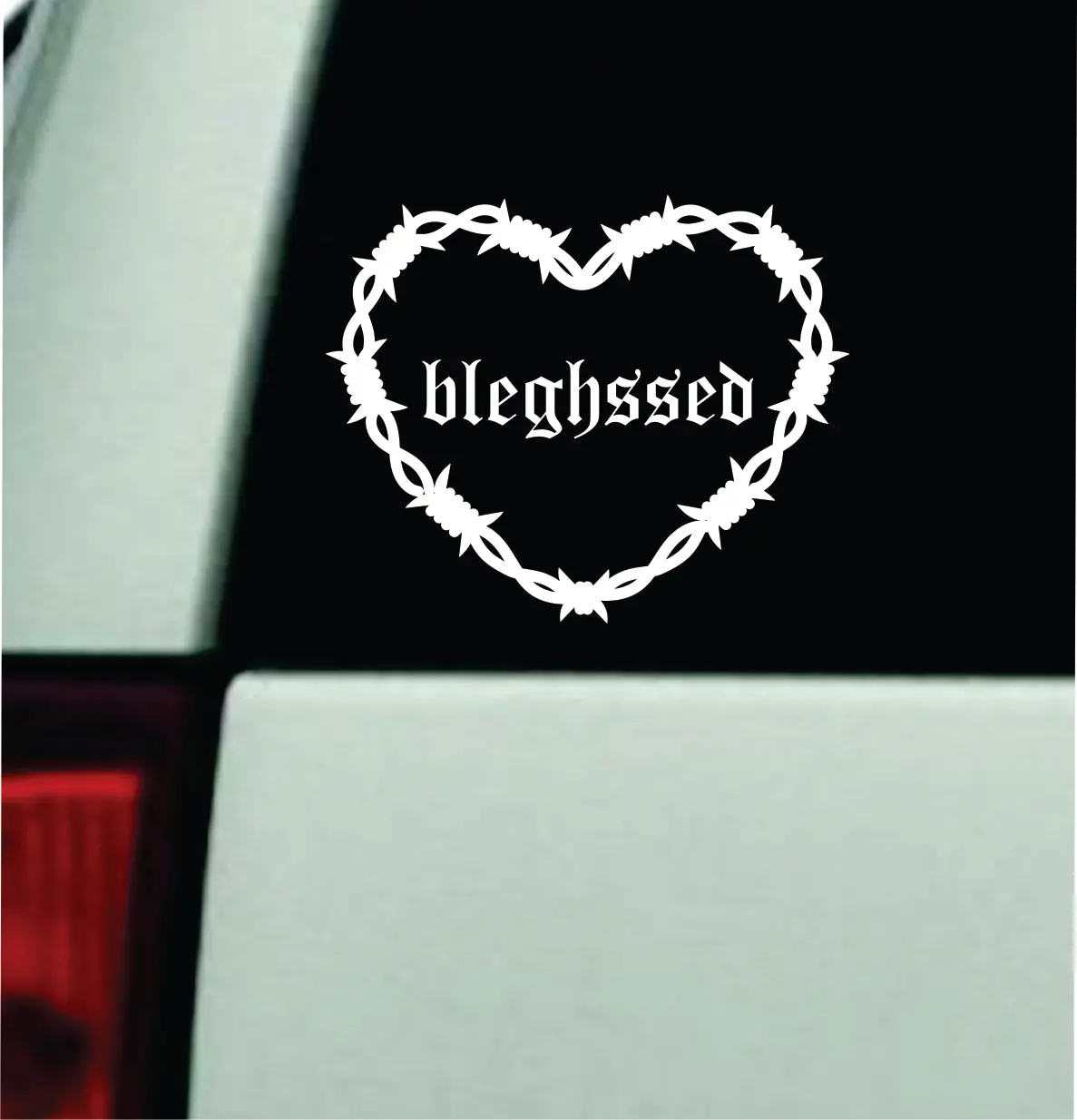 Bleghssed Barb Wire Heart Car Decal Bumper Sticker Truck Mirror Window Windshield Girls Emo Goth Blegh Hardcore Metal 1