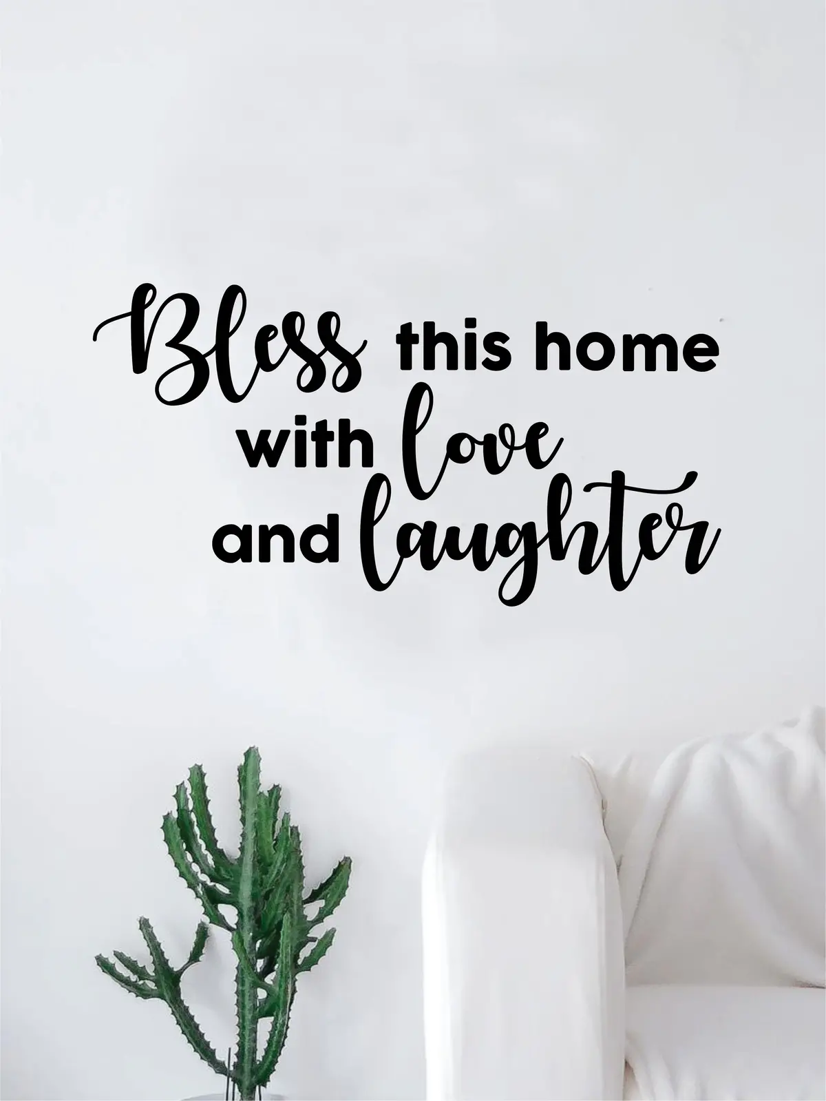 Bless This Home With Love And Laughter Quote Decal Sticker Wall Vinyl Art Home Room Decor Beautiful Family 1