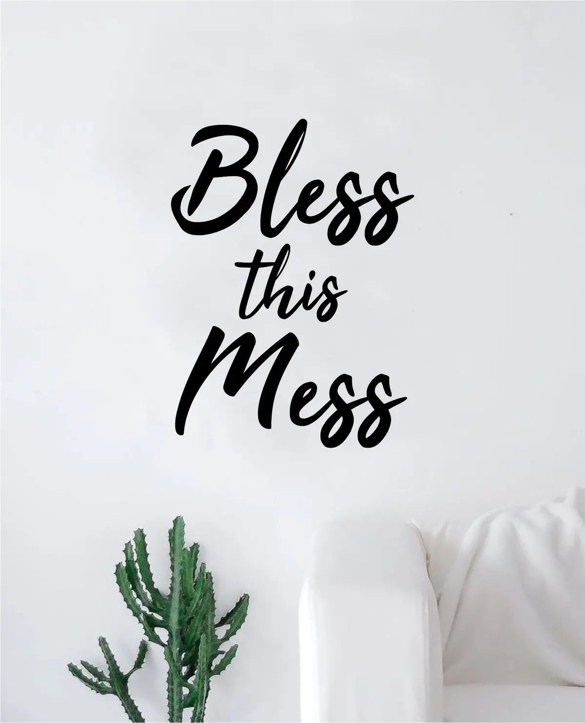 Bless This Mess Quote Wall Decal Sticker Bedroom Home Room Art Vinyl Inspirational Teen Family Kids Funny Baby Nursery Playroom 1