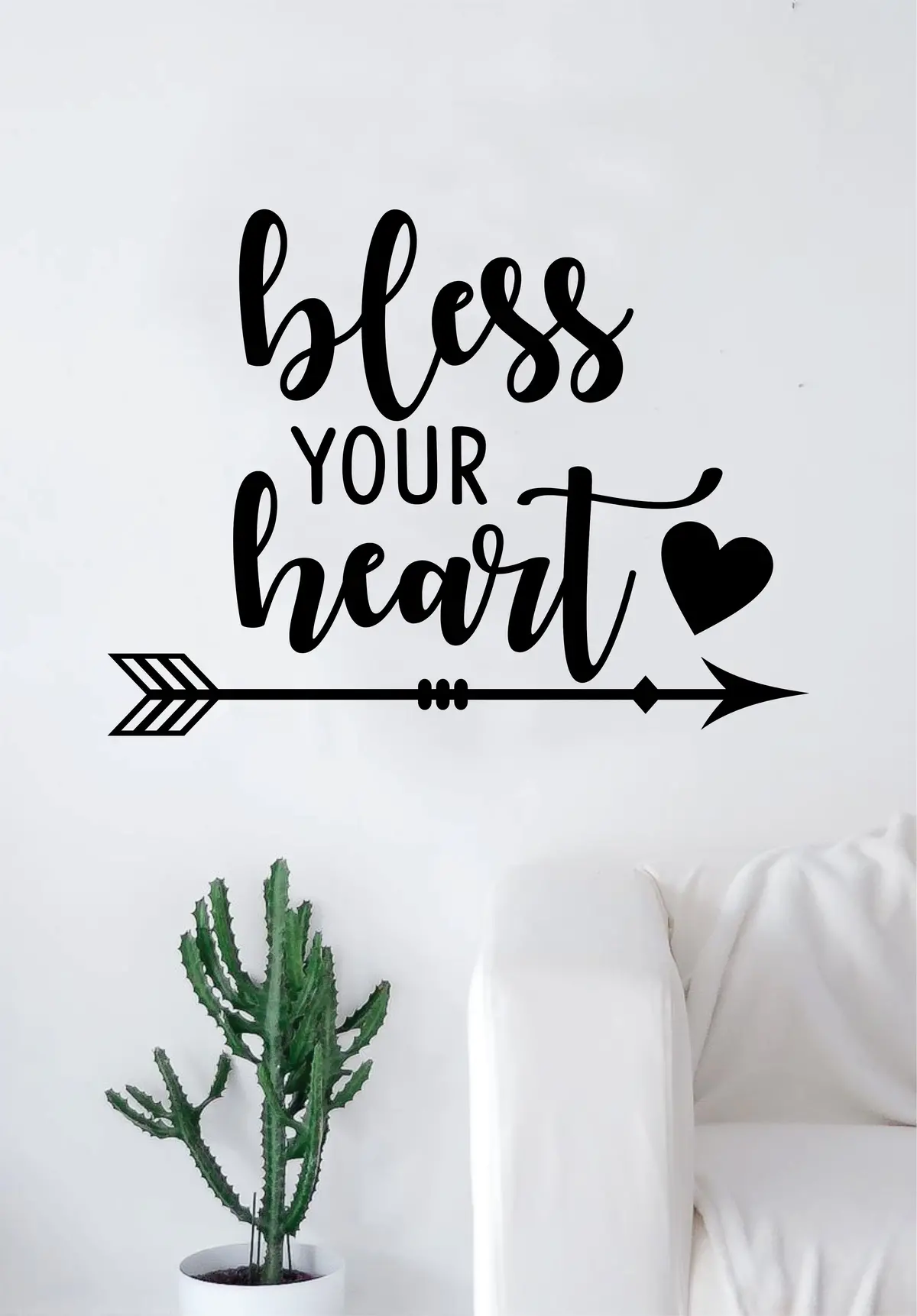 Bless Your Heart Arrow Quote Wall Decal Sticker Room Art Vinyl Home Decor Living Room Bedroom Inspirational Love Nursery 1