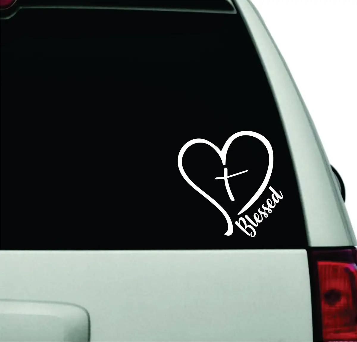 Blessed Heart Cross Wall Decal Car Truck Window Windshield Jdm Sticker Vinyl Lettering Racing Quote Boy Girls Baby Kids Funny Mom Religious Virgin Mary Jesus 1