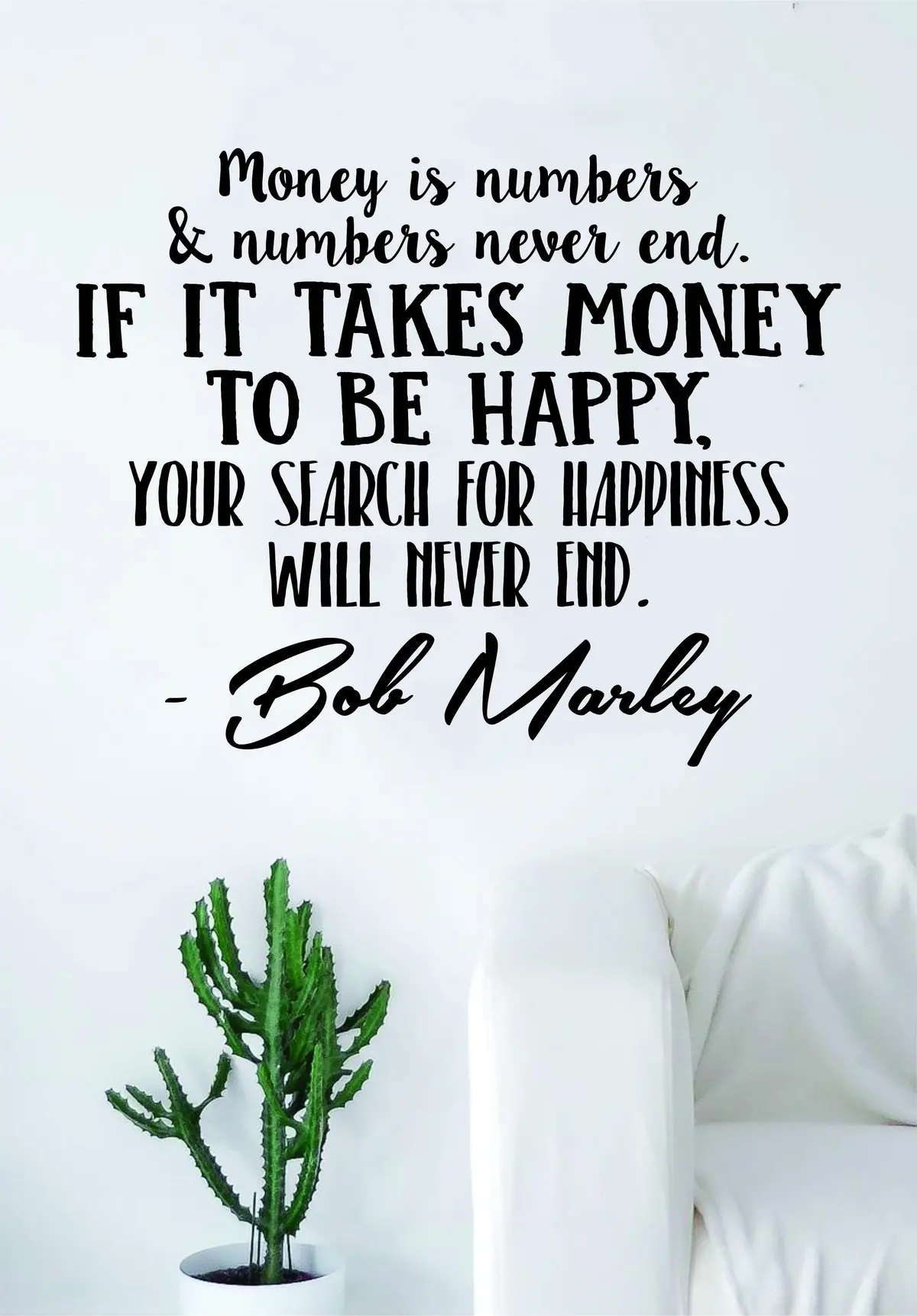 Bob Marley Money Is Numbers Decal Quote Sticker Wall Vinyl Art Decor Home Music Lyrics Reggae One Love Inspirational 1
