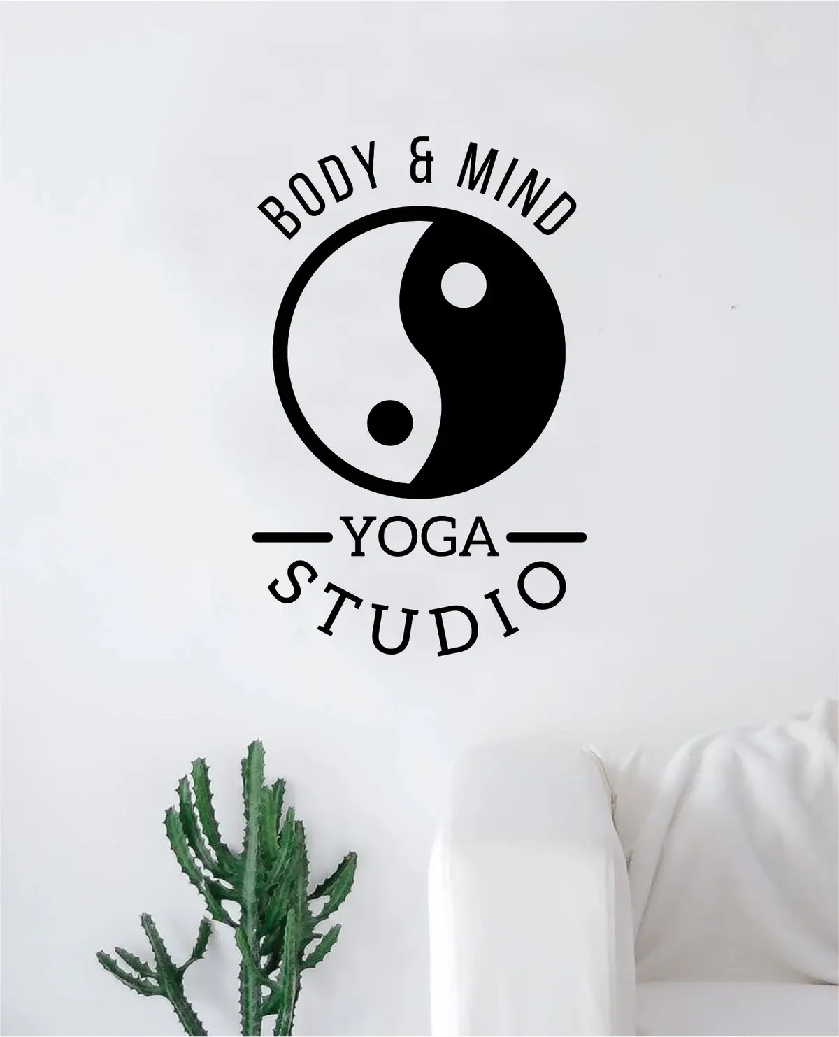 Body Mind Yoga Studio Wall Decal Sticker Vinyl Art Bedroom Living Room Decor Decoration Teen Quote Inspirational Namaste Om Buddha Good Vibes Yin Yang 1