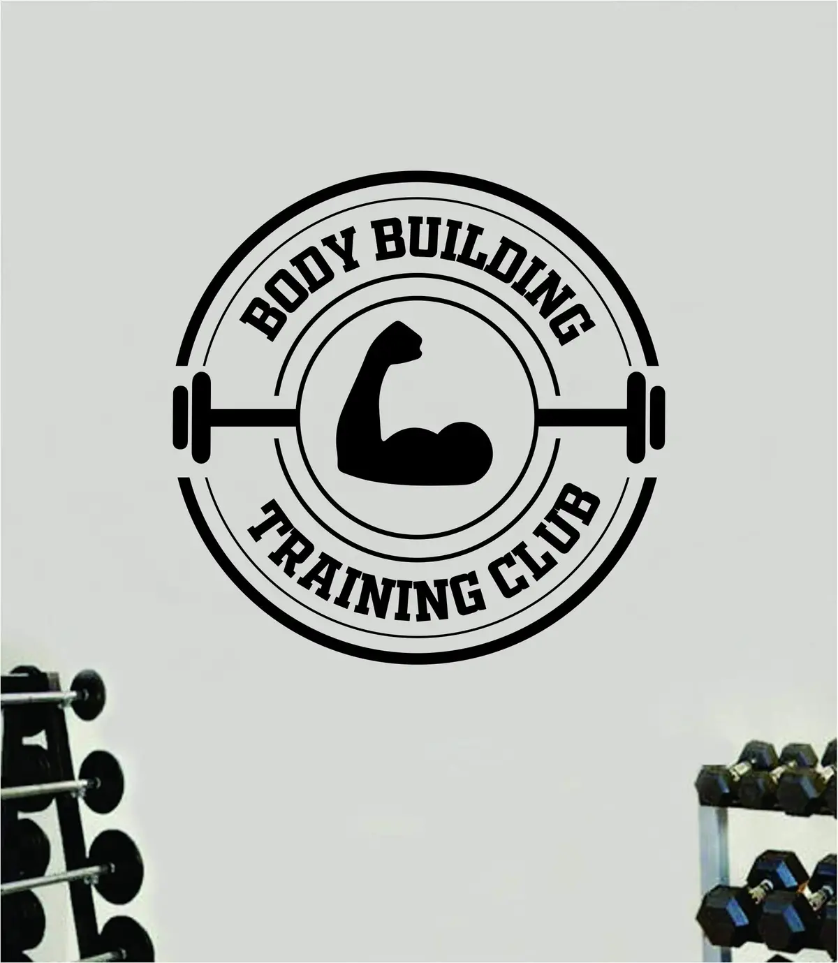 Body Building Training Club V2 Gym Quote Wall Decal Sticker Vinyl Art Home Decor Bedroom Boy Girl Inspirational Motivational Fitness Health Exercise Lift Beast Kettlebell 1