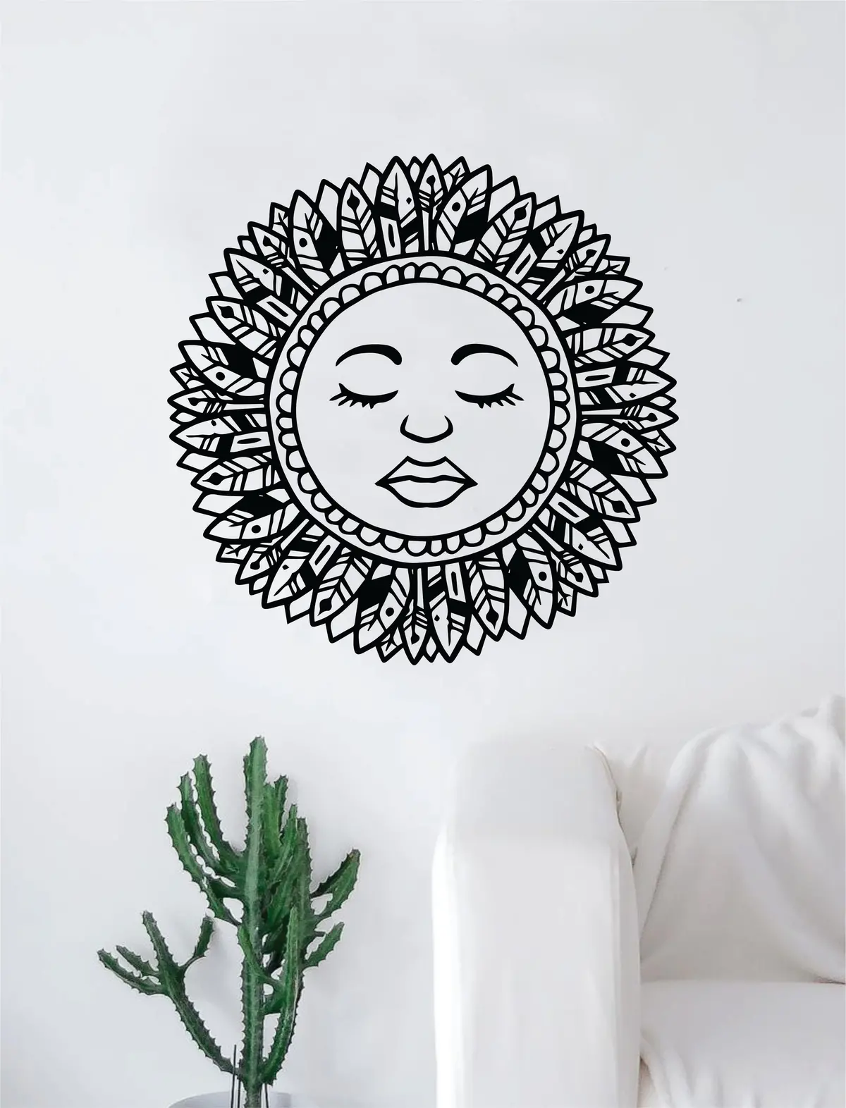 Boho Sleeping Sun Decal Sticker Wall Vinyl Art Home Decor Teen Beautiful Yoga Namaste Mandala 1