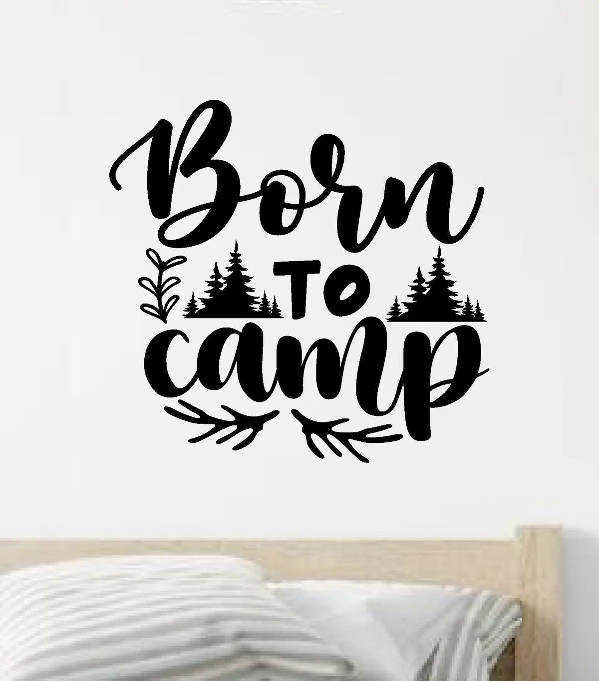 Born To Camp Wall Decal Home Decor Vinyl Sticker Art Bedroom Room Girls Boys Men Travel Rv Wanderlust Adventure Hike Mountains 1