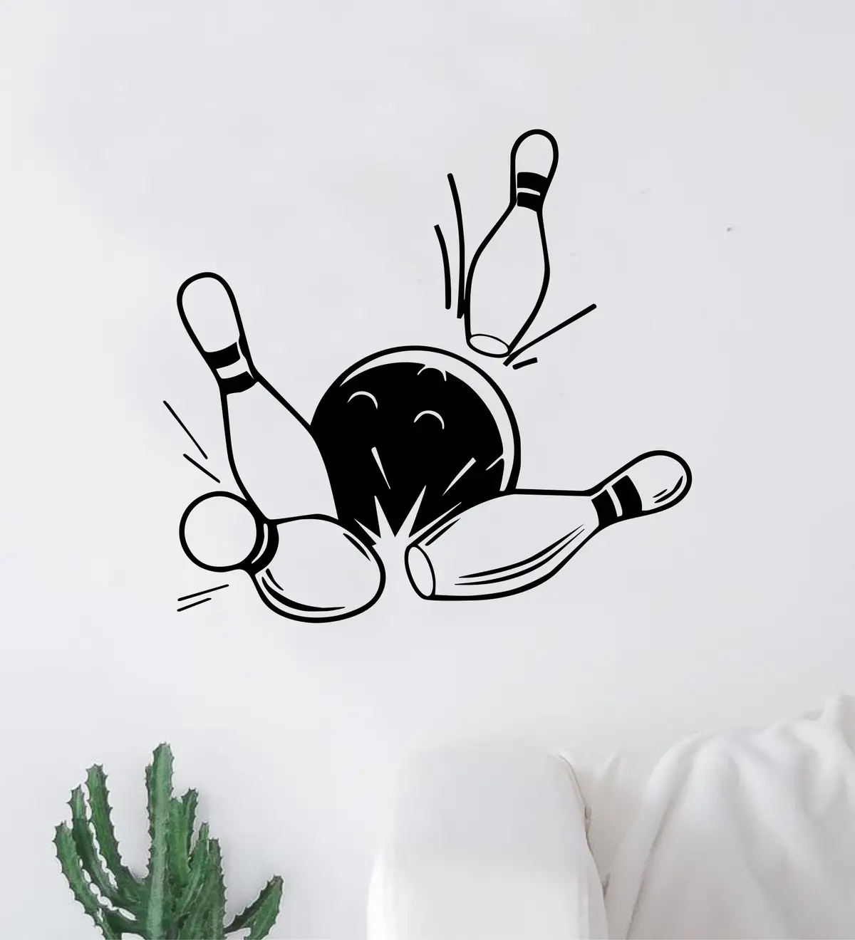 Bowling Ball Pins V3 Wall Decal Decor Art Sticker Vinyl Room Bedroom Home Teen Inspirational Sports Bowl Alley Lane Strike Bar Man Cave 1