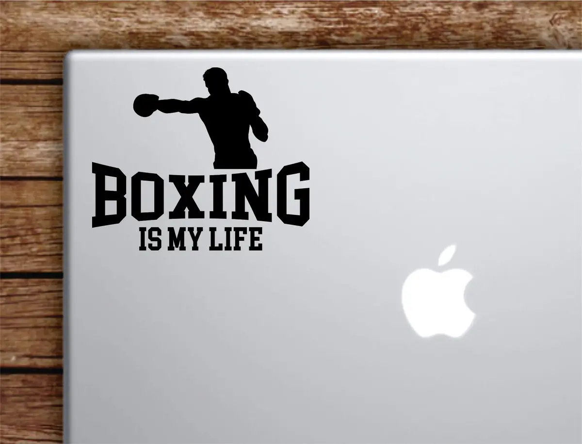 Boxing Is My Life Laptop Wall Decal Sticker Vinyl Art Quote Macbook Apple Decor Car Window Truck Kids Baby Teen Inspirational Sports Fight Mma 1