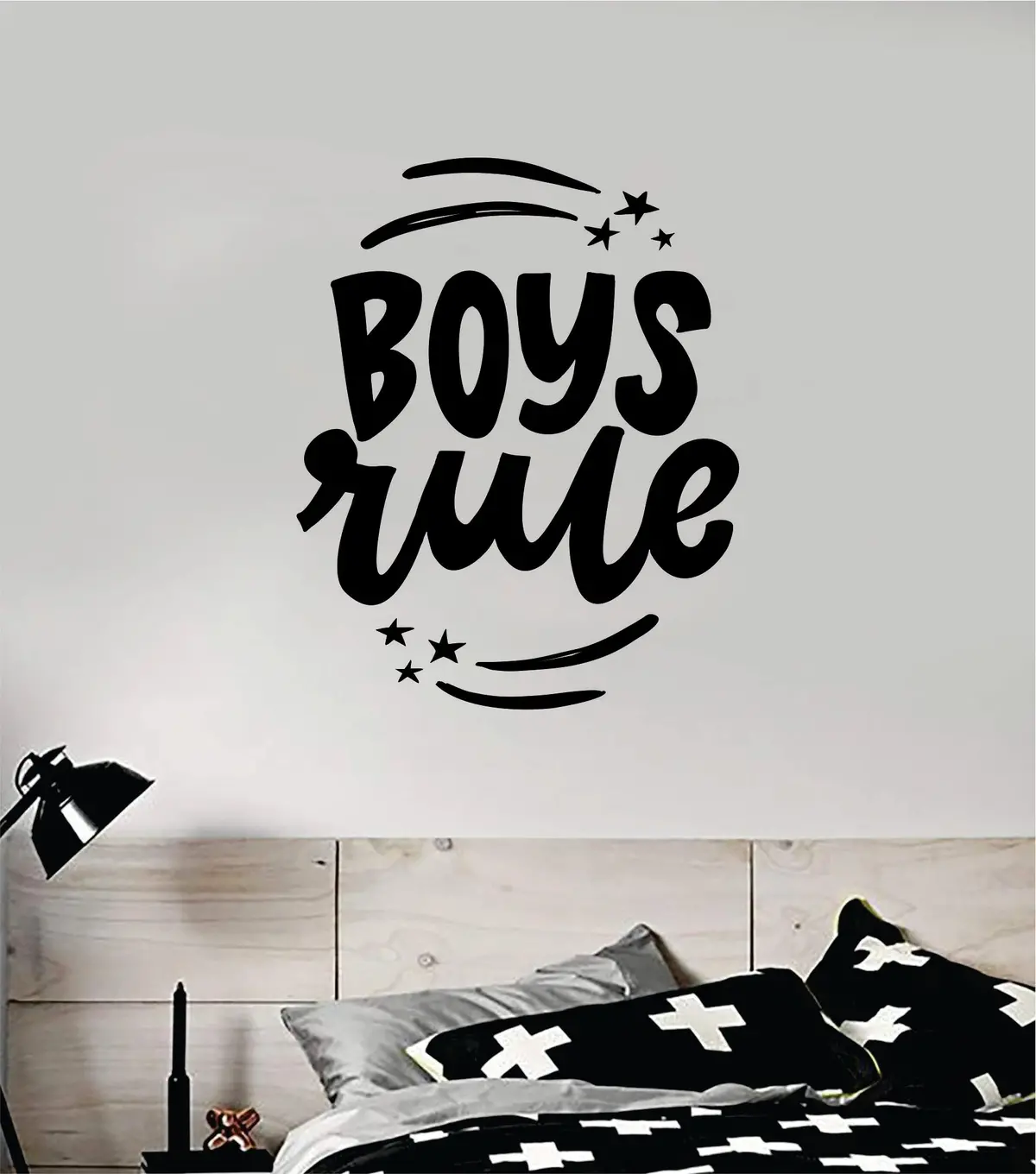 Boys Rule Quote Wall Decal Sticker Decor Vinyl Art Bedroom Baby Son Kids Nursery Playroom Brothers Stars 1