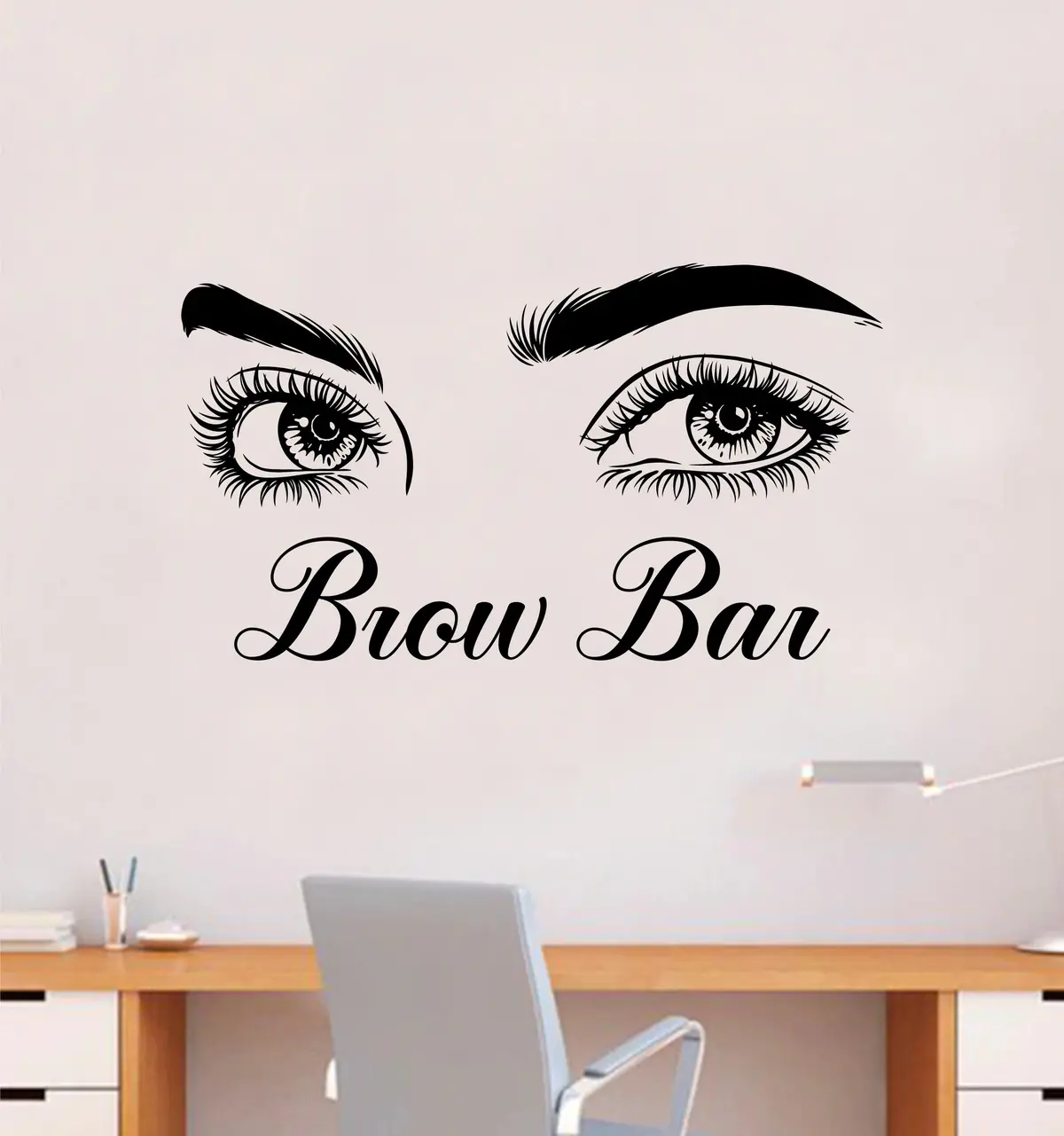 Brow Bar V4 Wall Decal Sticker Vinyl Home Decor Bedroom Art Makeup Cosmetics Lashes Eyebrows Eyelashes Brows Vanity Women Girls 1