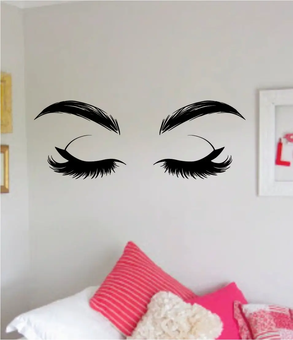 Brows Lashes Beautiful Decal Sticker Room Bedroom Wall Vinyl Decor Art Make Up Beauty Salon Girls Women Teen 1