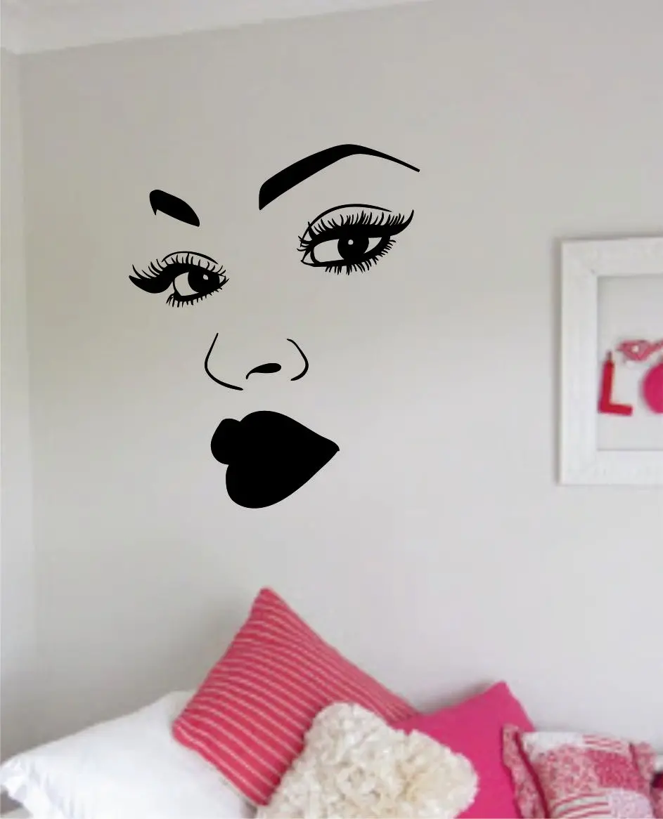 Brows Lashes Lips V2 Girls Face Wall Decal Sticker Vinyl Room Decor Art Logo Female Shop Beauty Salon Make Up Daughter Lipstick 1