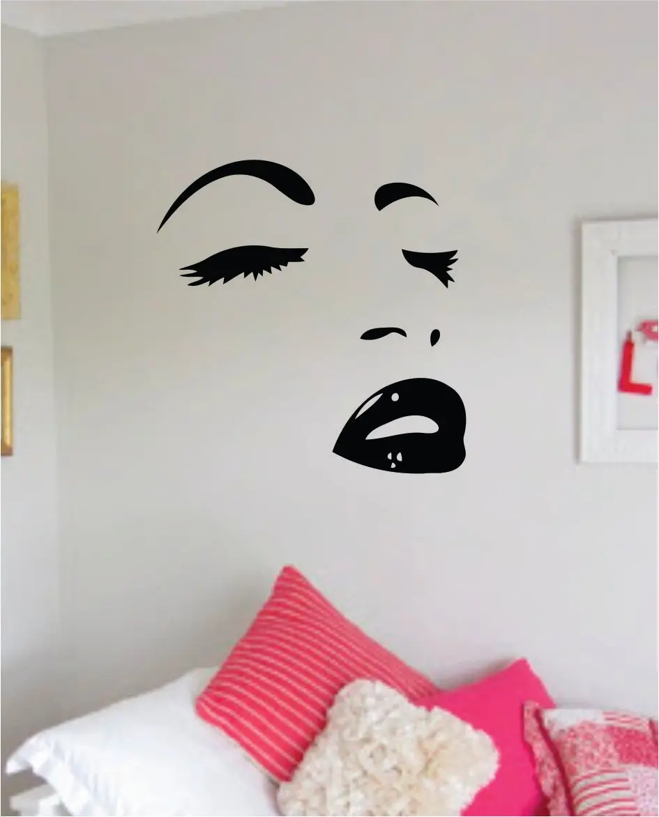Brows Lashes Lips Girls Face Wall Decal Sticker Vinyl Room Decor Art Logo Female Shop Beauty Salon Make Up Daughter Lipstick 1