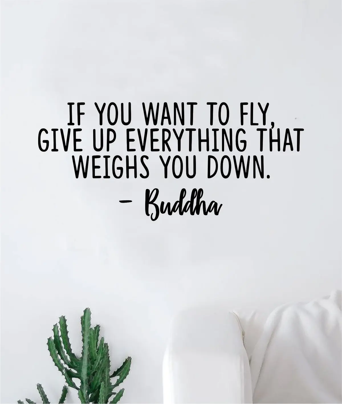 Buddha If You Want To Fly Quote Wall Decal Sticker Bedroom Room Art Vinyl Inspirational Motivational Yoga Meditate 1