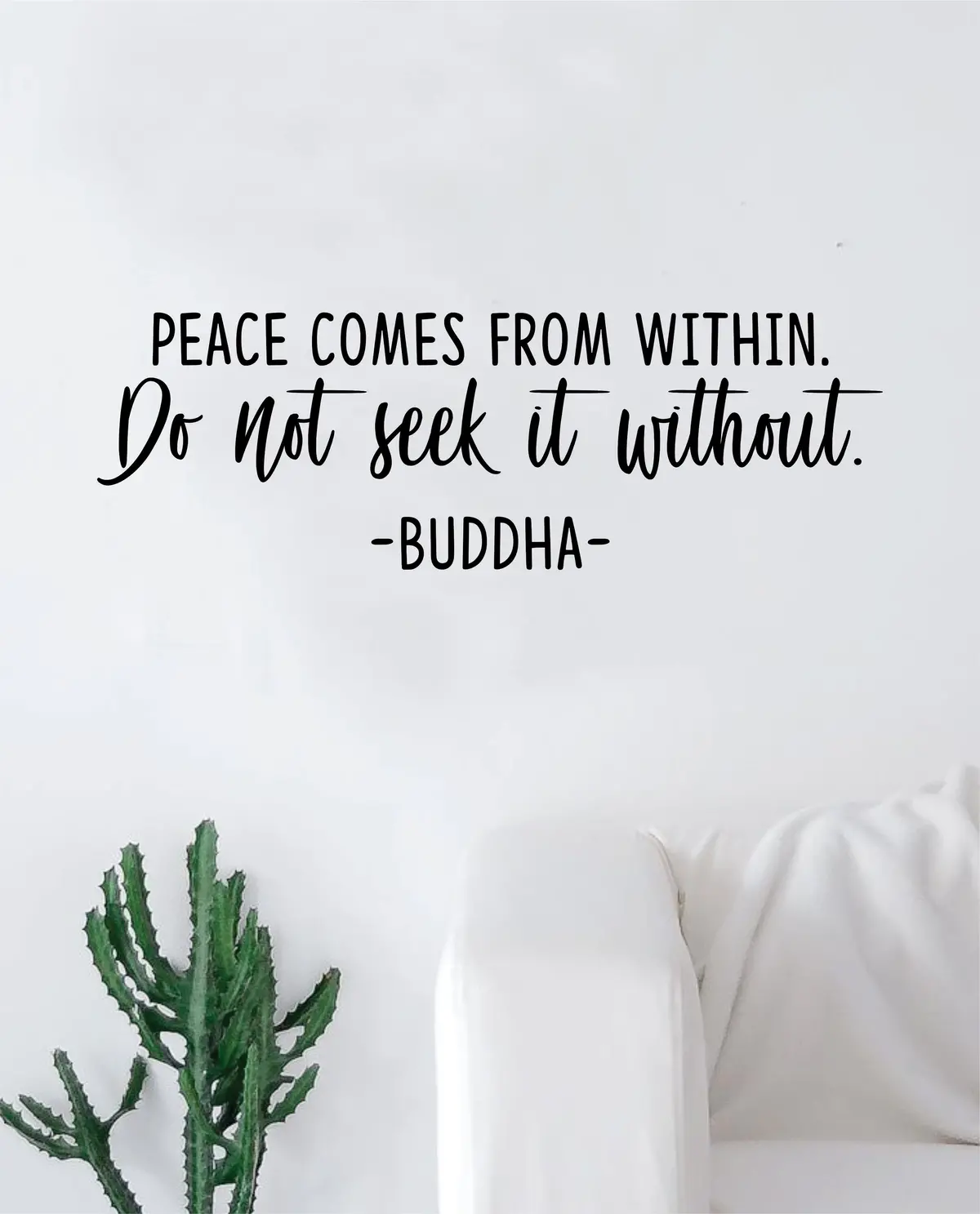 Buddha Peace Comes From Within V2 Quote Decal Sticker Wall Vinyl Art Decor Bedroom Living Room Namaste Yoga Mandala Om Meditate Zen Lotus Inspirational 1