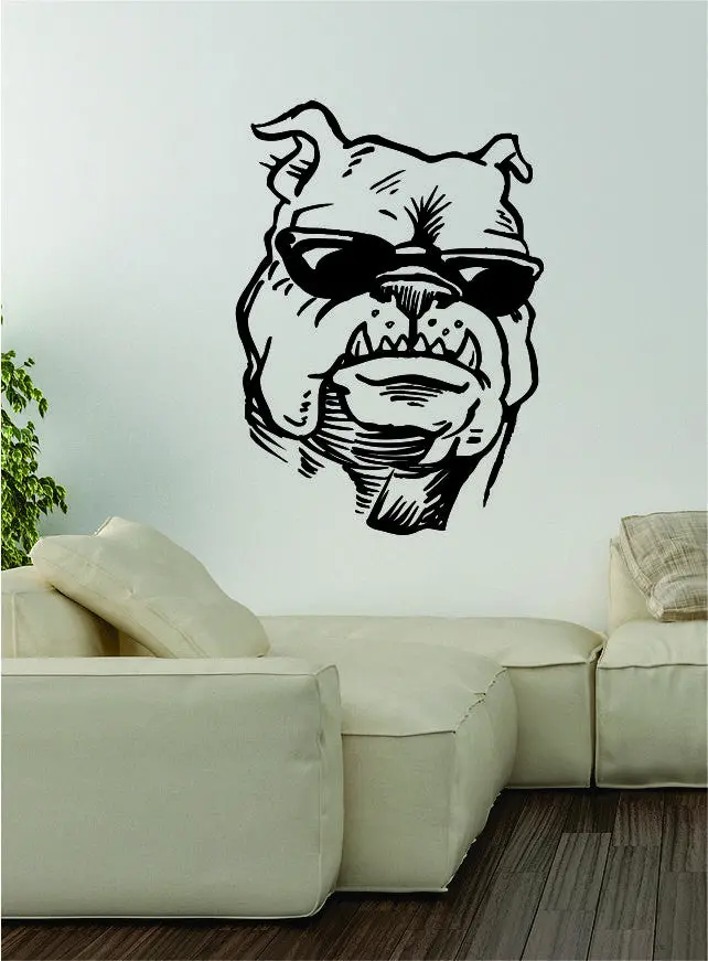 Bulldog Sunglasses Wall Decal Sticker Vinyl Art Home Decor Decoration Dog Puppy Animal Rescue Funny Cool 1