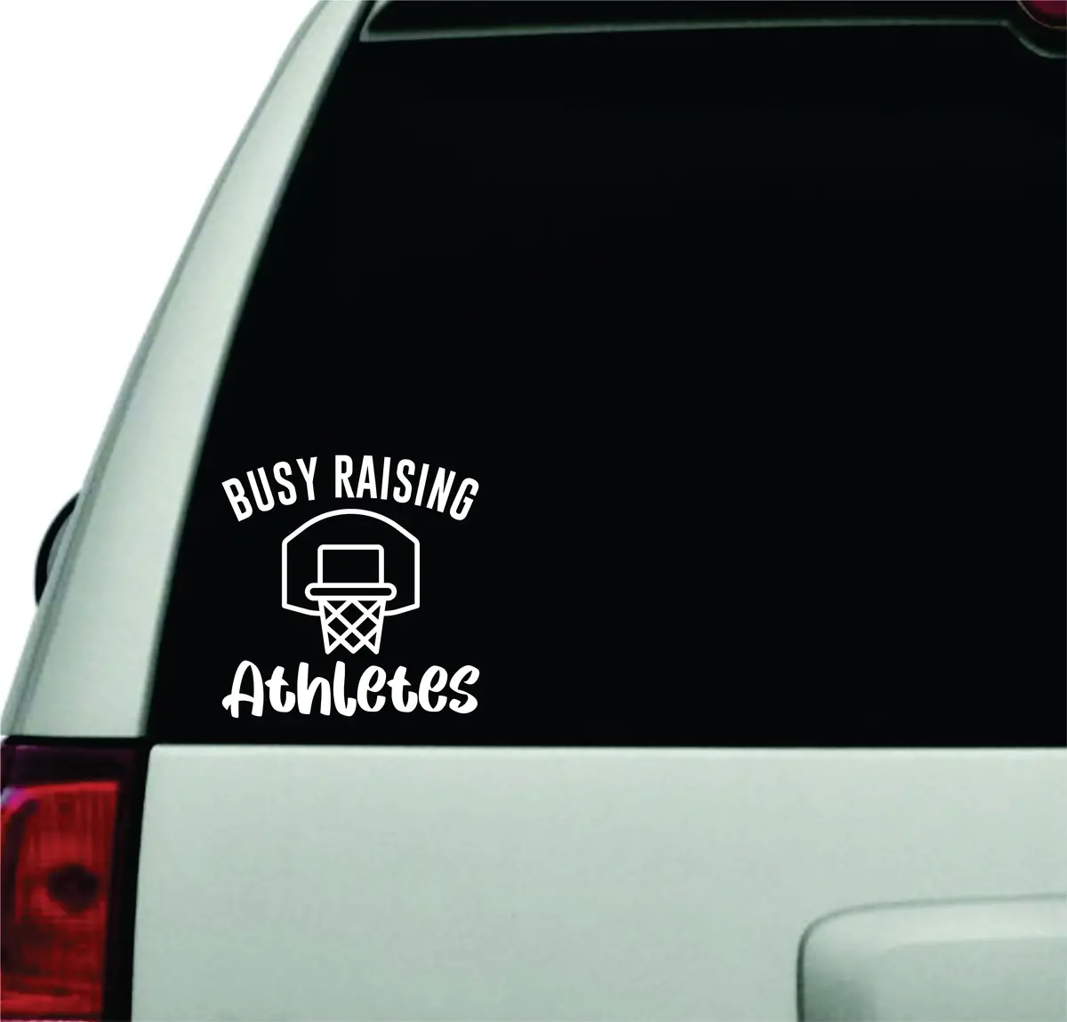Busy Raising Athletes Basketball Hoop Wall Decal Car Truck Window Windshield Jdm Sticker Vinyl Lettering Quote Boy Girl Funny Mom Dad Baby Kids Sports Ball Dunk Bball 1