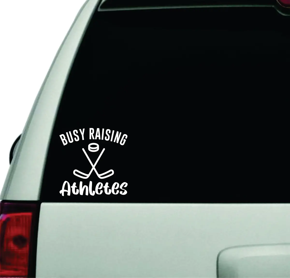 Busy Raising Athletes Hockey Wall Decal Car Truck Window Windshield Jdm Sticker Vinyl Lettering Quote Boy Girl Funny Mom Dad Baby Kids Sports Ice Skate Winter 1