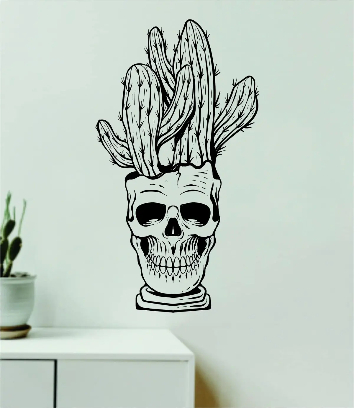 Cactus Skull Wall Decal Home Decor Sticker Art Vinyl Bedroom Boys Girls Teen Nature Plants Tattoo 1