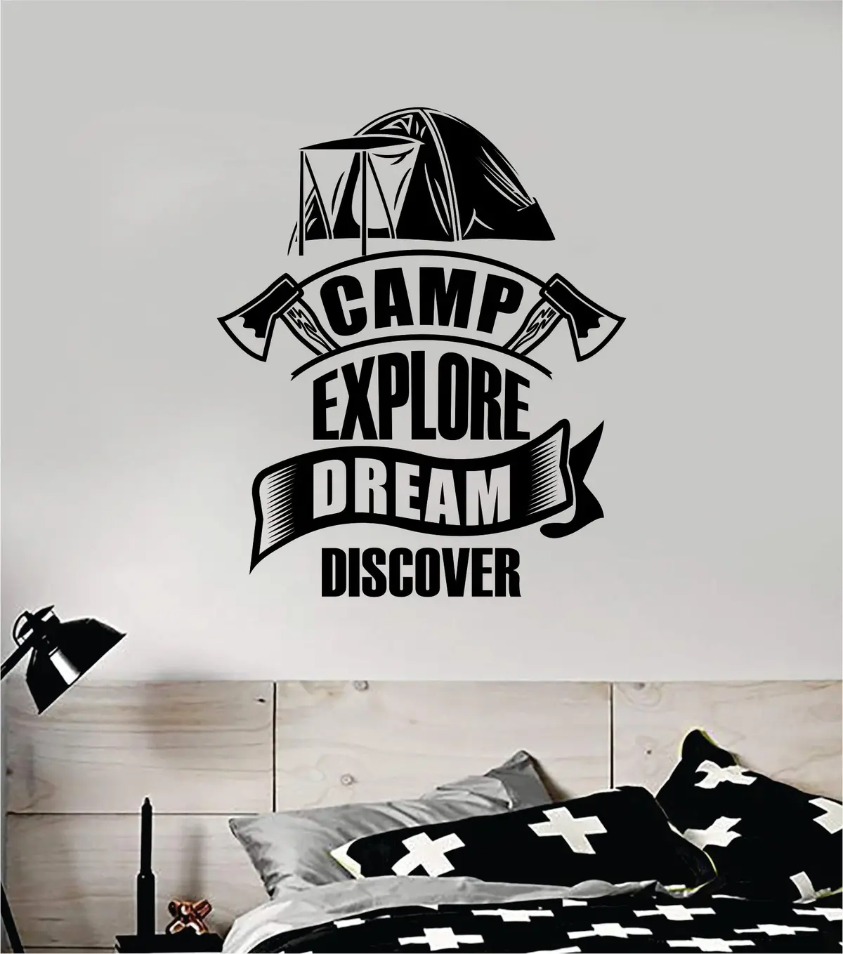 Camp Explore Dream Discover Decal Quote Home Room Decor Art Vinyl Sticker Inspirational Adventure Teen Travel Wanderlust Family 1