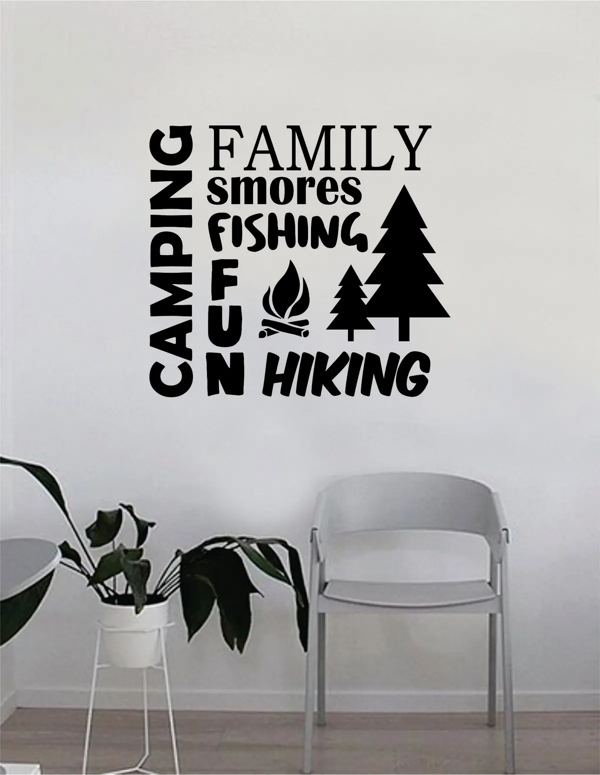 Camping Wall Decal Quote Home Room Decor Decoration Art Vinyl Sticker Inspirational Motivational Adventure Teen Travel Wanderlust Explore Family Trees Hike Camp 1