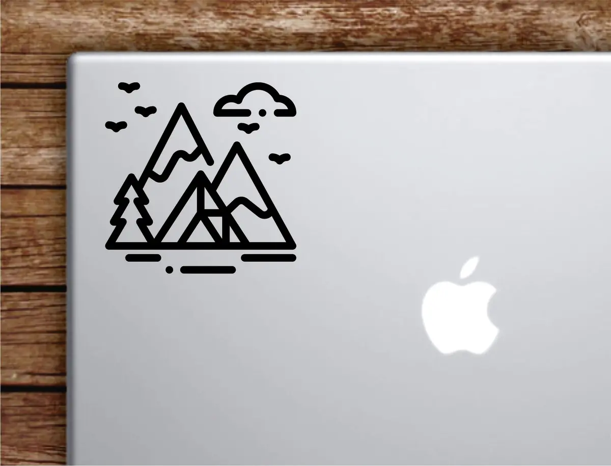 Camp Mountains Laptop Wall Decal Sticker Vinyl Art Quote Macbook Apple Decor Car Window Truck Teen Inspirational Girls Adventure Travel 1