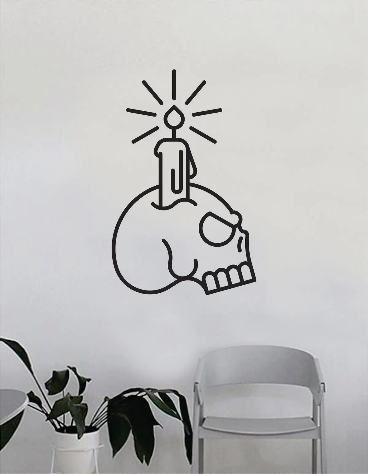 Candle Skull Wall Decal Home Decor Art Bedroom Room Sticker Vinyl Tattoo Traditional Kids Teen 1