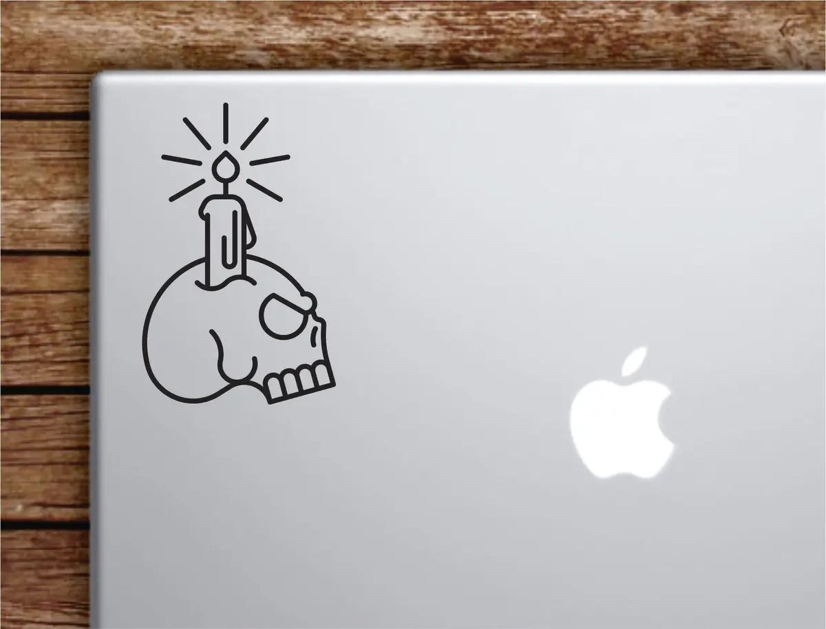 Candle Skull Laptop Wall Decal Sticker Vinyl Art Quote Macbook Apple Decor Car Window Truck Teen Inspirational Girls Tattoo 1