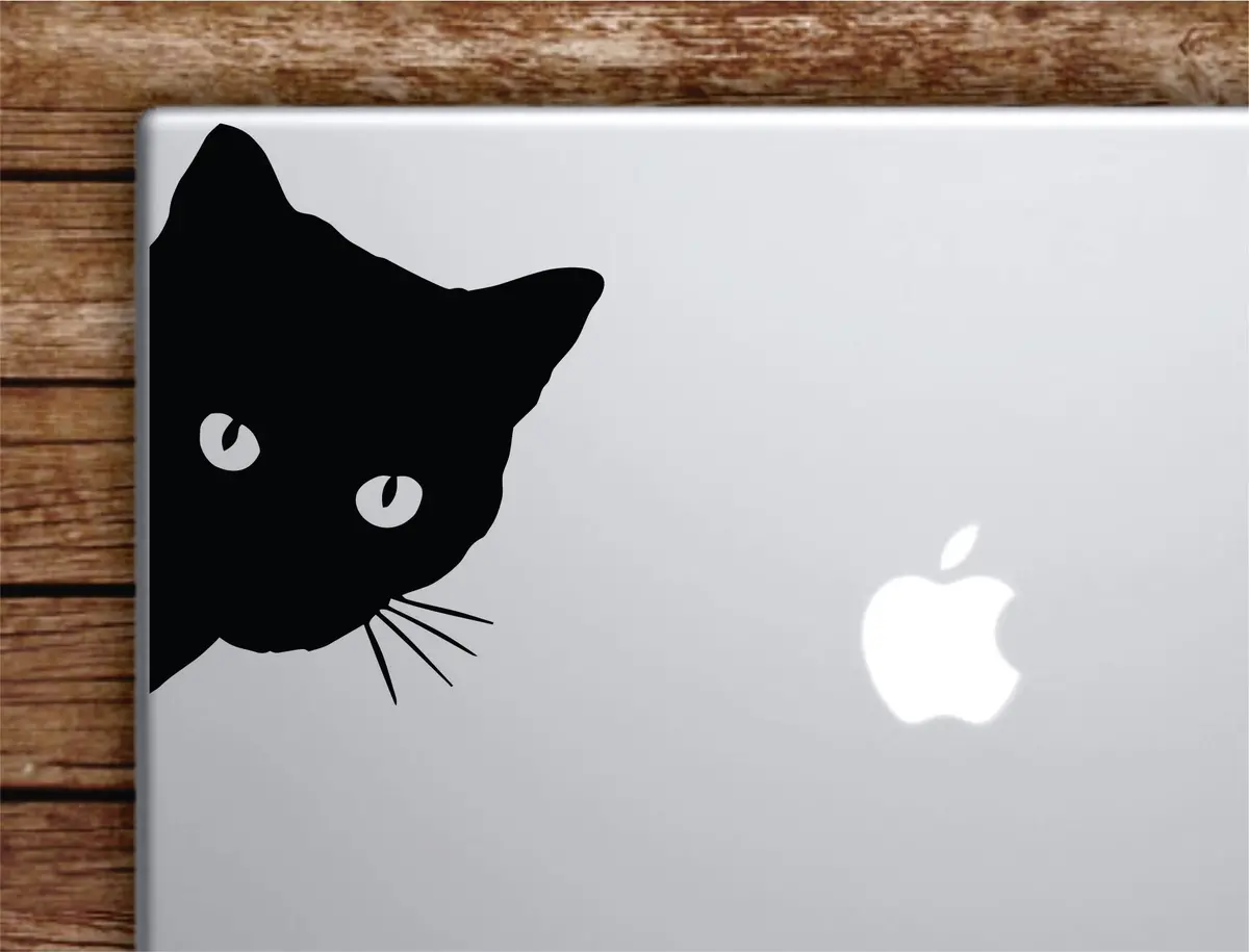 Cat Face Laptop Decal Sticker Vinyl Art Quote Macbook Apple Decor Car Window Truck Girls Animal Kitten 1