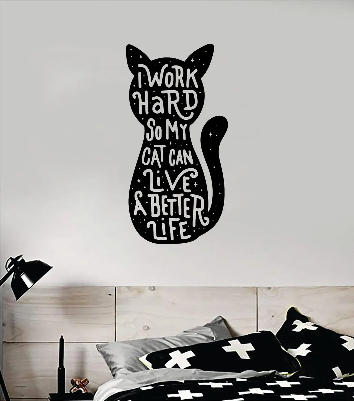 Cat I Work Hard Wall Decal Sticker Bedroom Home Room Art Vinyl Inspirational Decor Animals Kitten Pet Rescue Adopt Foster Teen 1