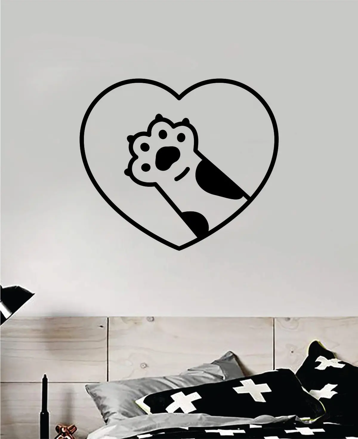 Cat Paw Heart V2 Wall Decal Sticker Room Decor Art Vinyl Animal Shelter Pet Rescue Vet Love Kitty Kitten Kids Girls 1