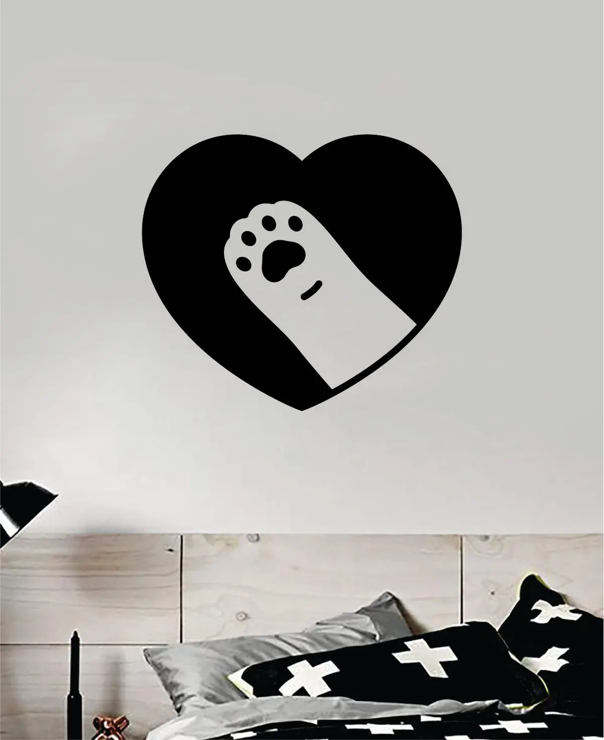 Cat Paw Heart Wall Decal Sticker Room Decor Art Vinyl Animal Shelter Pet Rescue Vet Love Kitty Kitten Kids Girls 1