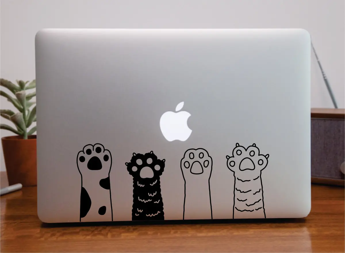 Cat Paws Laptop Sticker Wall Decal Car Truck Window Vinyl Art Decor Macbook Kitten Kitty Meow Animals Cute Girls Vet Rescue 1
