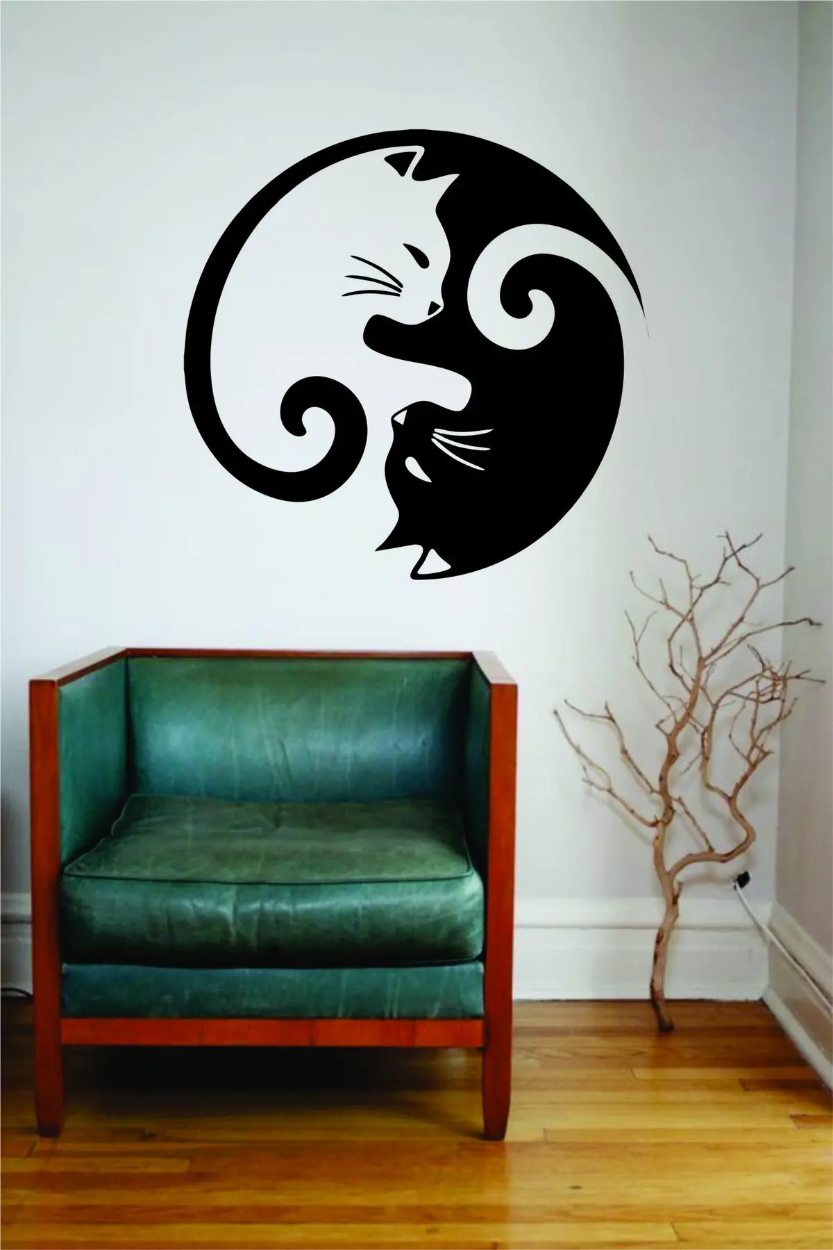 Cat Yin Yang Wall Decal Sticker Room Art Vinyl Beautiful Animal Nature Cute Baby Nursery Pet Namaste Yoga 1