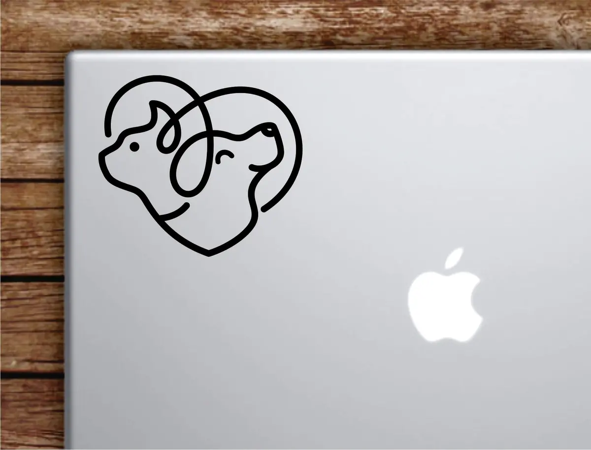 Cat Dog Heart Laptop Wall Decal Sticker Vinyl Art Quote Macbook Decor Car Window Truck Kids Baby Teen Inspirational Girls Animals Kitten Puppy Vet 1