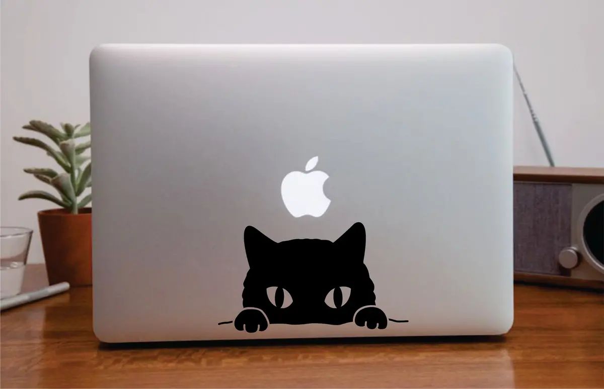 Cat Face V2 Laptop Wall Decal Sticker Vinyl Art Quote Macbook Apple Decor Car Window Truck Kids Baby Teen Inspirational Girls Animals Kitten Cute 1