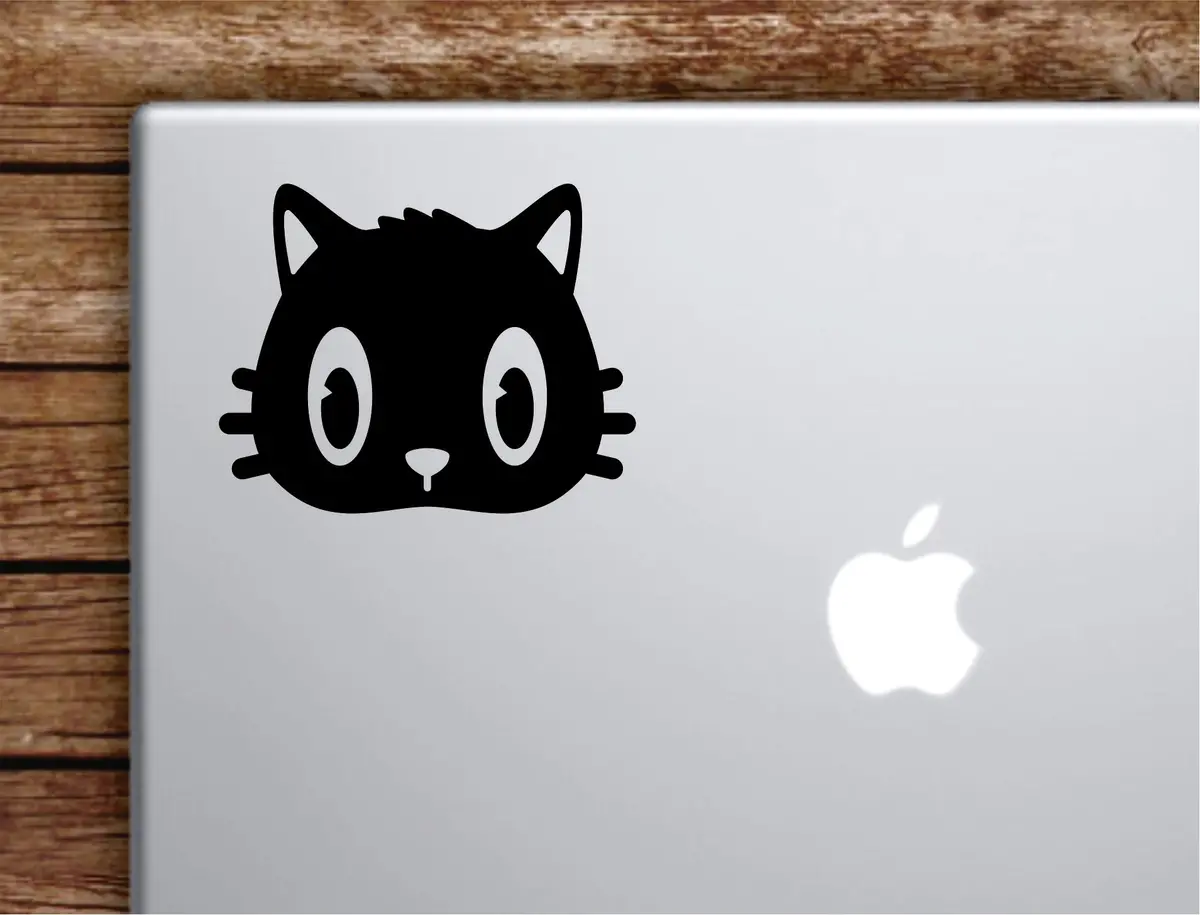 Cat Face V3 Laptop Wall Decal Sticker Vinyl Art Quote Macbook Apple Decor Car Window Truck Kids Baby Teen Inspirational Girls Animals Kitten Cute 1
