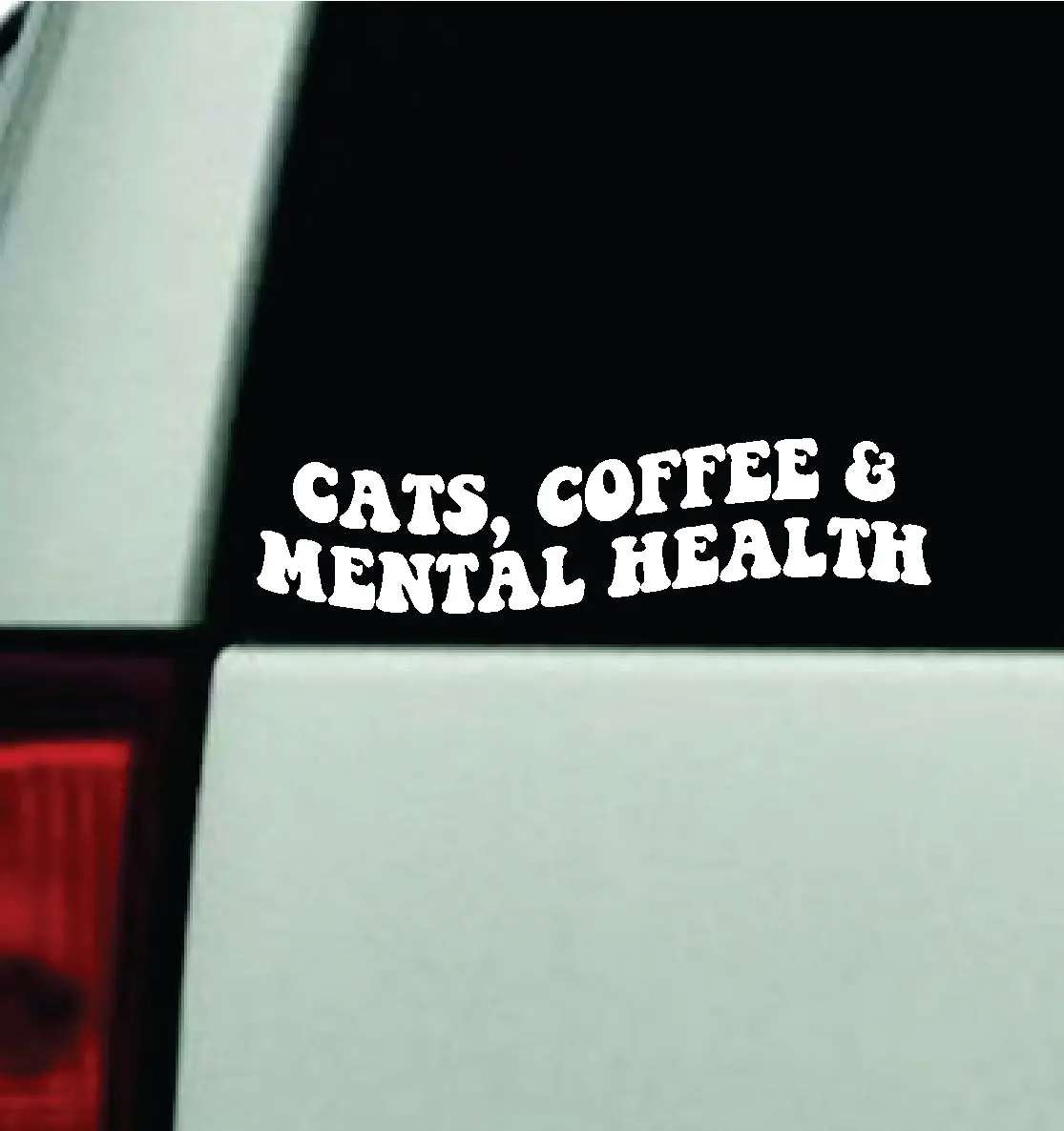 Cats Coffee And Mental Health Car Decal Truck Window Windshield Mirror Jdm Bumper Sticker Vinyl Quote Girls Funny Groovy Animals 1