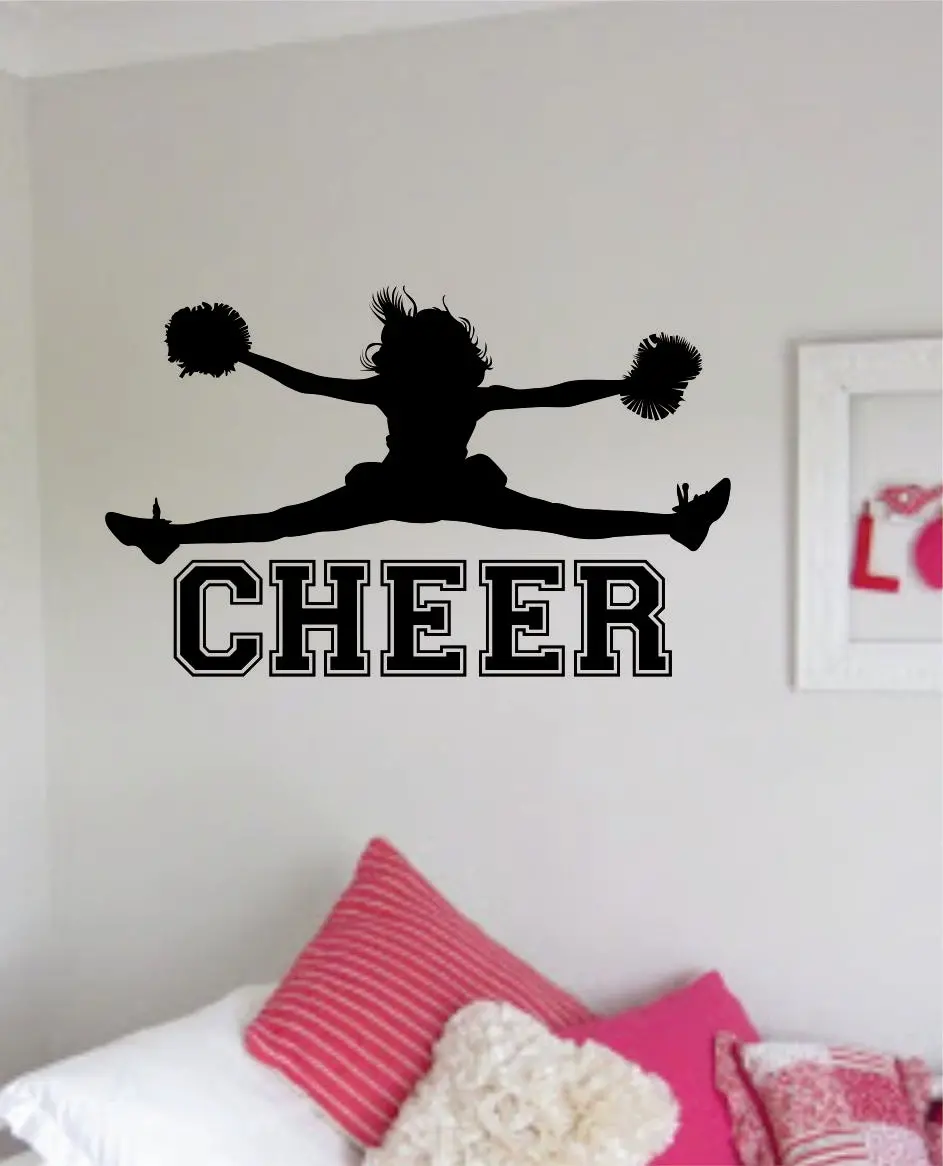 Cheer Decal Sticker Room Bedroom Wall Vinyl Art Decor Girl Boy Teen Kids Sports School Cheerleader Cheerleading Lead Dance Sing Jump Stunt Tumble Spirit 1